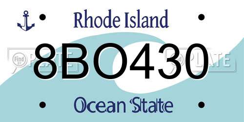 8BO430 Rhode Island License Plate