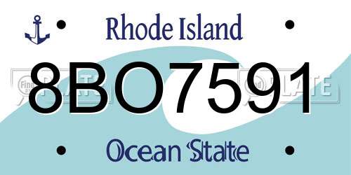 8BO7591 Rhode Island License Plate