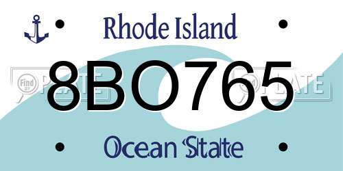8BO765 Rhode Island License Plate