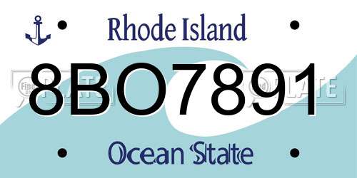 8BO7891 Rhode Island License Plate