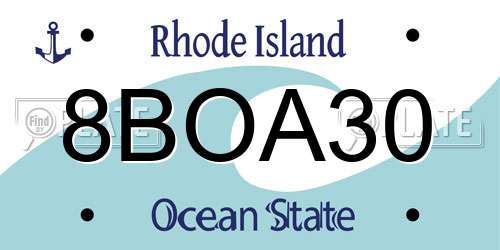 8BOA30 Rhode Island License Plate