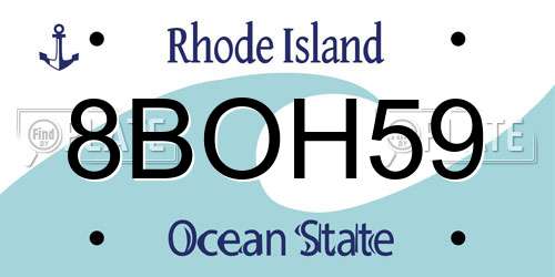 8BOH59 Rhode Island License Plate