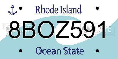 8BOZ591 Rhode Island License Plate