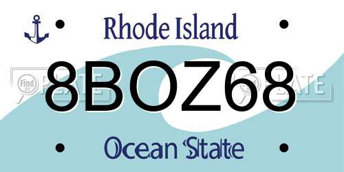 8BOZ68 Rhode Island License Plate