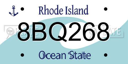 8BQ268 Rhode Island License Plate