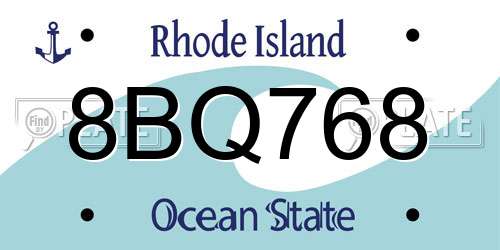 8BQ768 Rhode Island License Plate