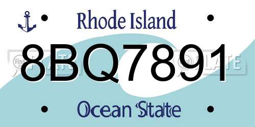 8BQ7891 Rhode Island License Plate