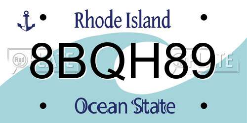 8BQH89 Rhode Island License Plate