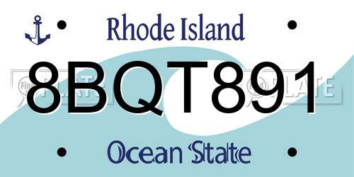 8BQT891 Rhode Island License Plate