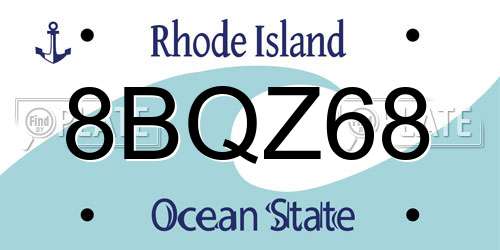 8BQZ68 Rhode Island License Plate
