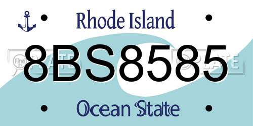 8BS8585 Rhode Island License Plate