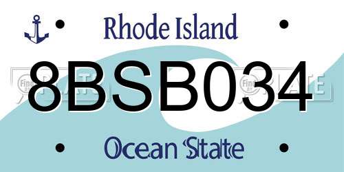 8BSB034 Rhode Island License Plate