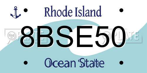 8BSE50 Rhode Island License Plate