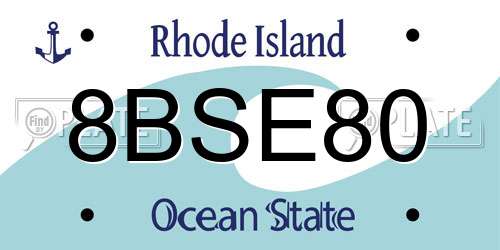 8BSE80 Rhode Island License Plate