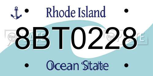 8BT0228 Rhode Island License Plate
