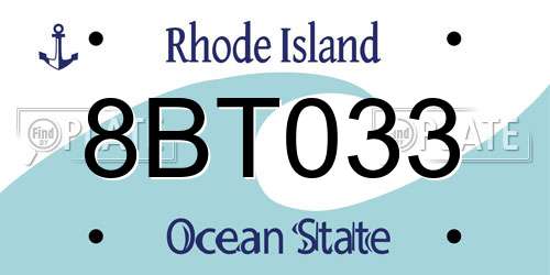 8BT033 Rhode Island License Plate