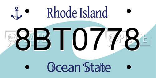 8BT0778 Rhode Island License Plate