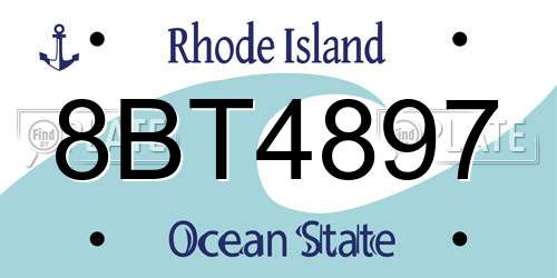 8BT4897 Rhode Island License Plate
