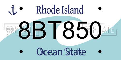 8BT850 Rhode Island License Plate