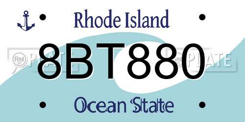 8BT880 Rhode Island License Plate