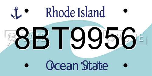 8BT9956 Rhode Island License Plate