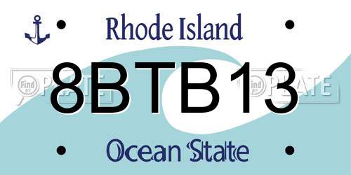 8BTB13 Rhode Island License Plate