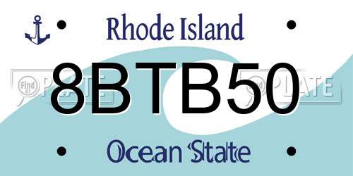 8BTB50 Rhode Island License Plate