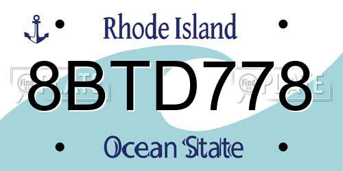 8BTD778 Rhode Island License Plate