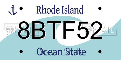 8BTF52 Rhode Island License Plate