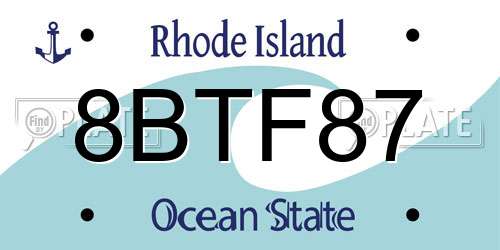 8BTF87 Rhode Island License Plate