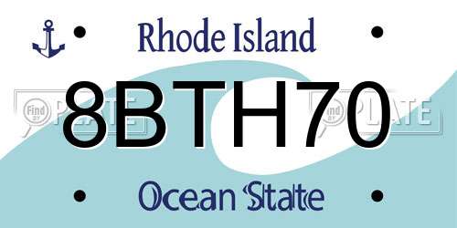 8BTH70 Rhode Island License Plate