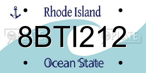8BTI212 Rhode Island License Plate