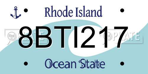 8BTI217 Rhode Island License Plate