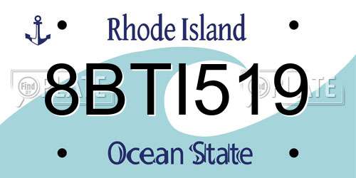 8BTI519 Rhode Island License Plate