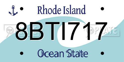 8BTI717 Rhode Island License Plate