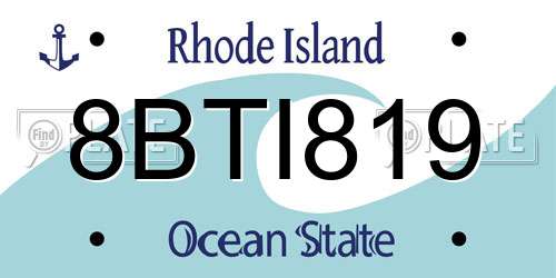 8BTI819 Rhode Island License Plate