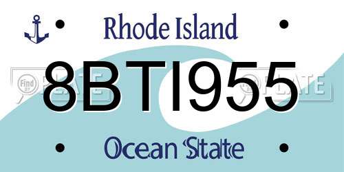 8BTI955 Rhode Island License Plate