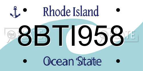 8BTI958 Rhode Island License Plate