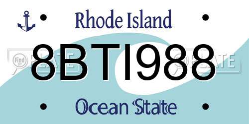 8BTI988 Rhode Island License Plate