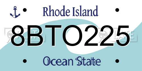 8BTO225 Rhode Island License Plate