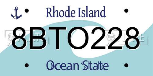 8BTO228 Rhode Island License Plate