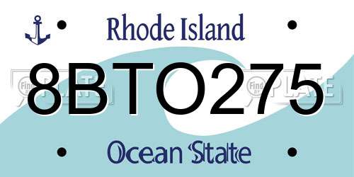 8BTO275 Rhode Island License Plate