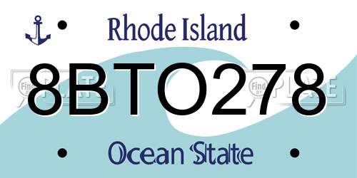 8BTO278 Rhode Island License Plate