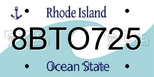 8BTO725 Rhode Island License Plate