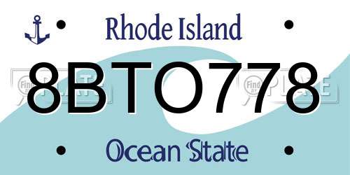 8BTO778 Rhode Island License Plate