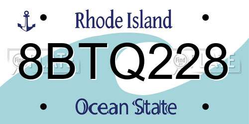 8BTQ228 Rhode Island License Plate