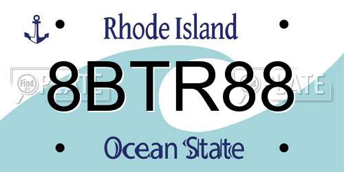 8BTR88 Rhode Island License Plate