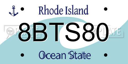 8BTS80 Rhode Island License Plate