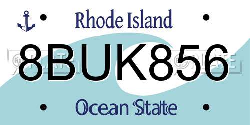 8BUK856 Rhode Island License Plate
