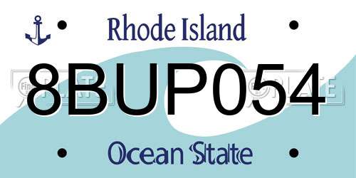 8BUP054 Rhode Island License Plate